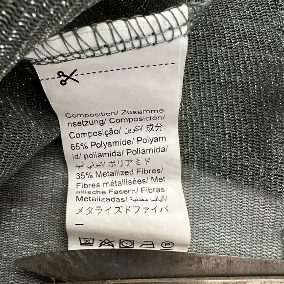 Dazy Womens Mesh Cropped Top Size M Gray Sparkle Twist Front Sheer Festival - Picture 3 of 7